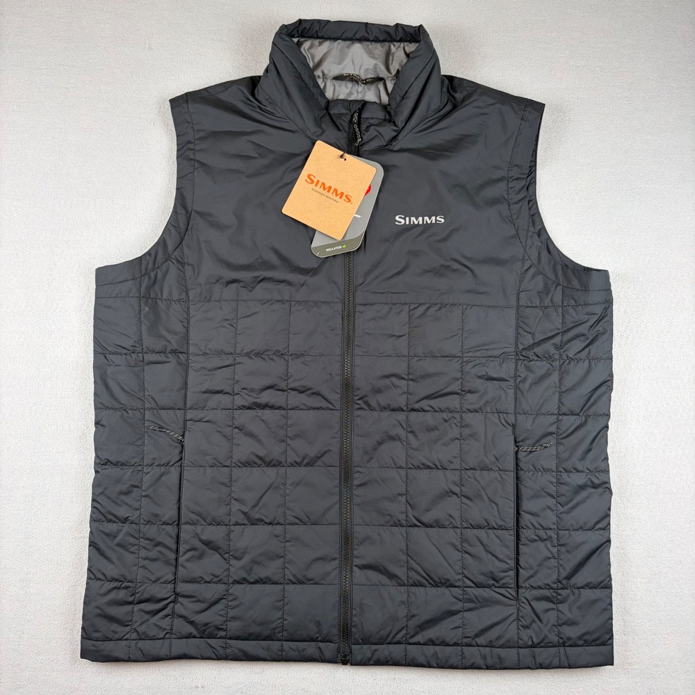 Simms Fall Run Mens XL Black Fly Fishing Full Zip Insulated Vest